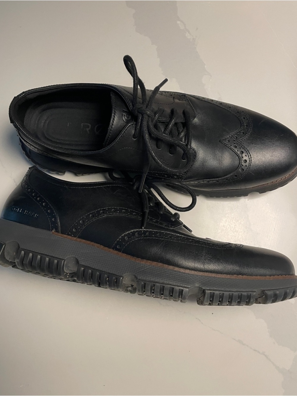 COLE HAAN Grand 350 Men's Black Leather Wingtip Oxford Casual Shoes 12